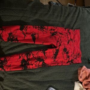 Red and Black Patterned Leggings